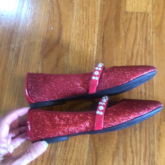 Lands End red sparkly Mary Jane shoes size 3. - Picture 5 of 9